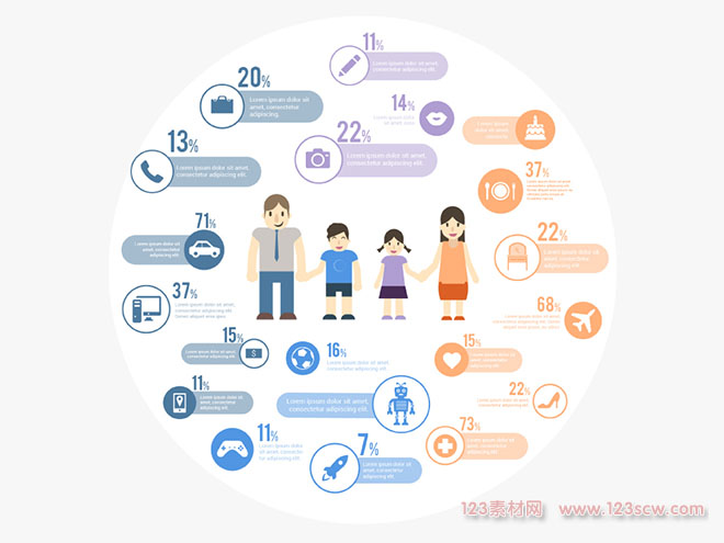 人物生活信息图矢量图片
