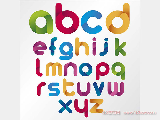 卡通英文字体矢量图片