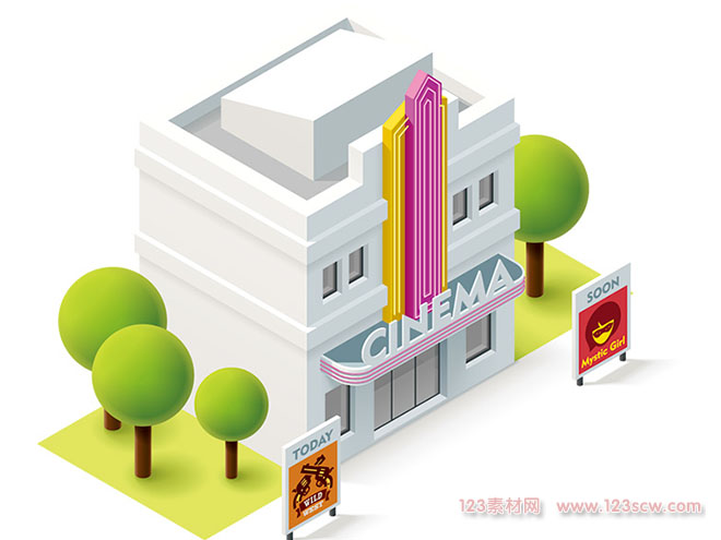 漂亮的卡通建筑矢量图片2