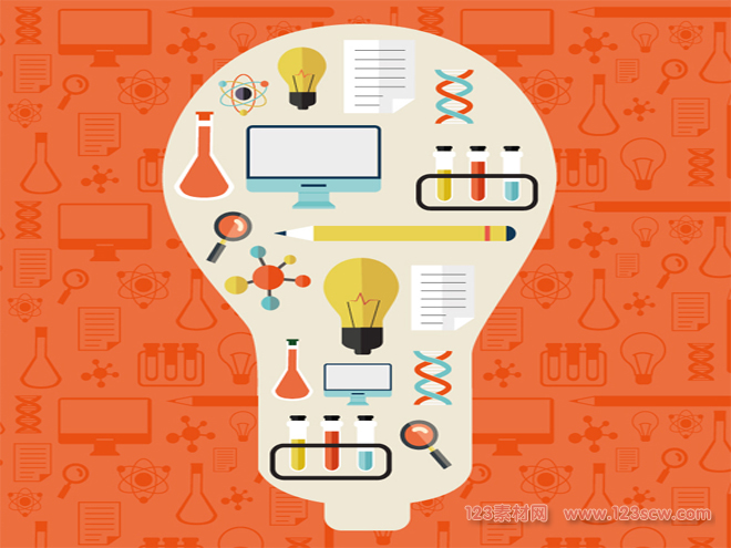 科学元素图标灯泡矢量图