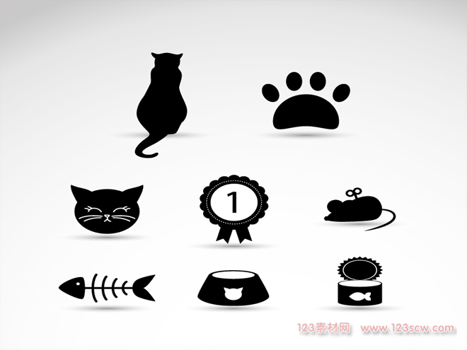黑色猫元素图标矢量图