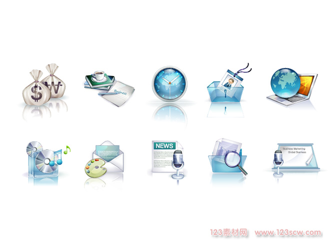 精美3D风格商务图标矢量素材1