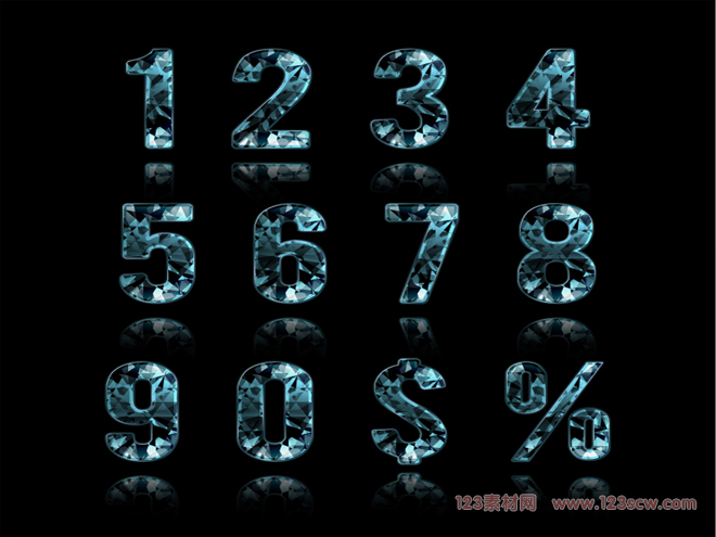 色钻石数字与符号矢量图片