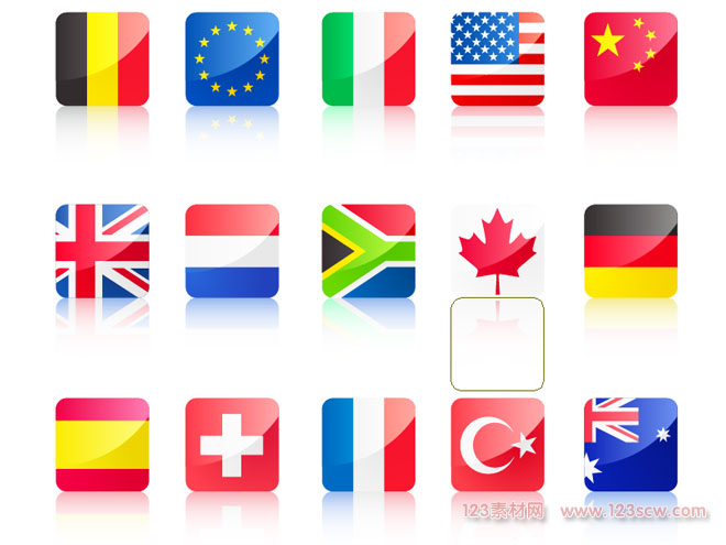 各国国旗水晶图标矢量素材
